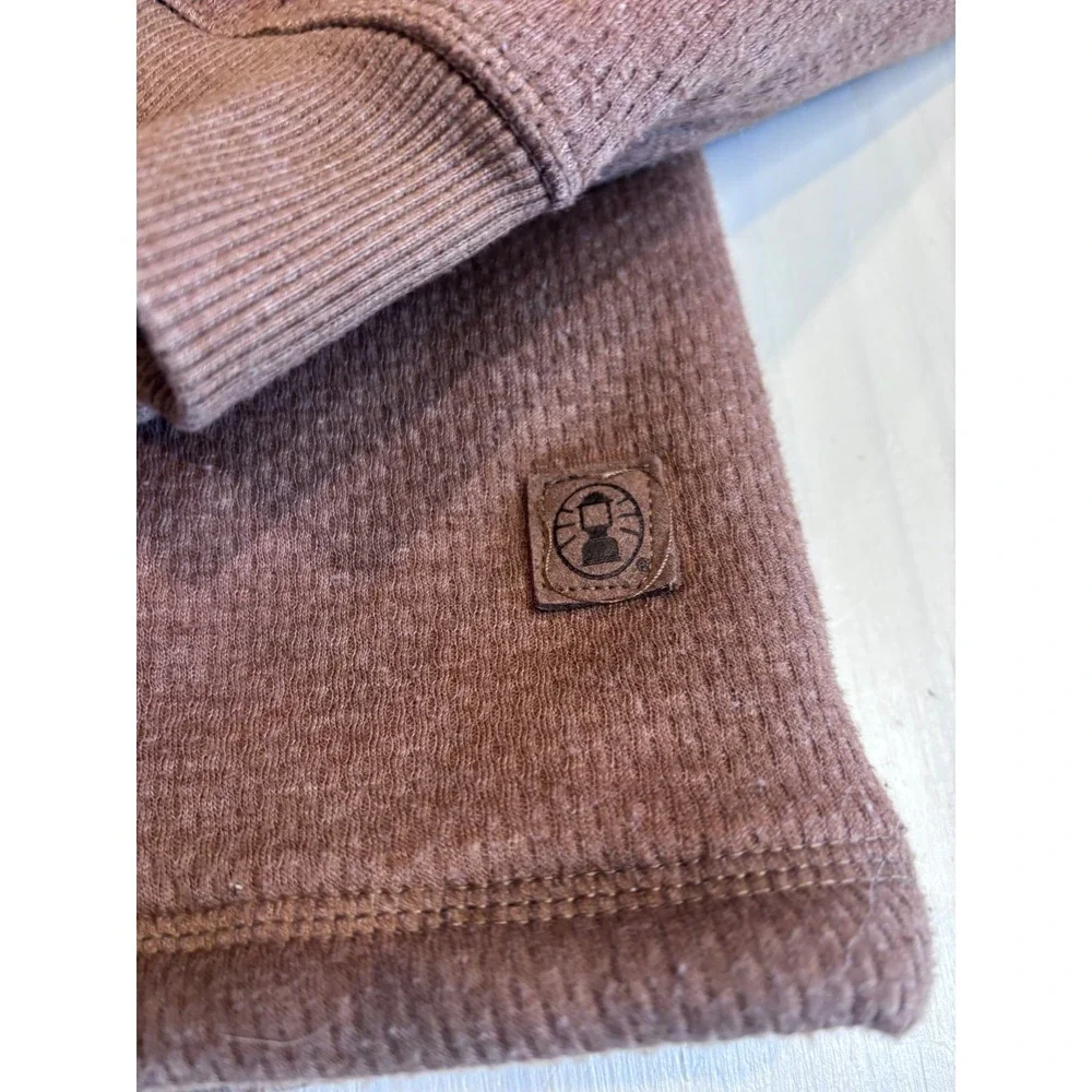 Coleman Mens Brown Sherpa Lined Waffle Knit Henley Pullover Sweater Size M